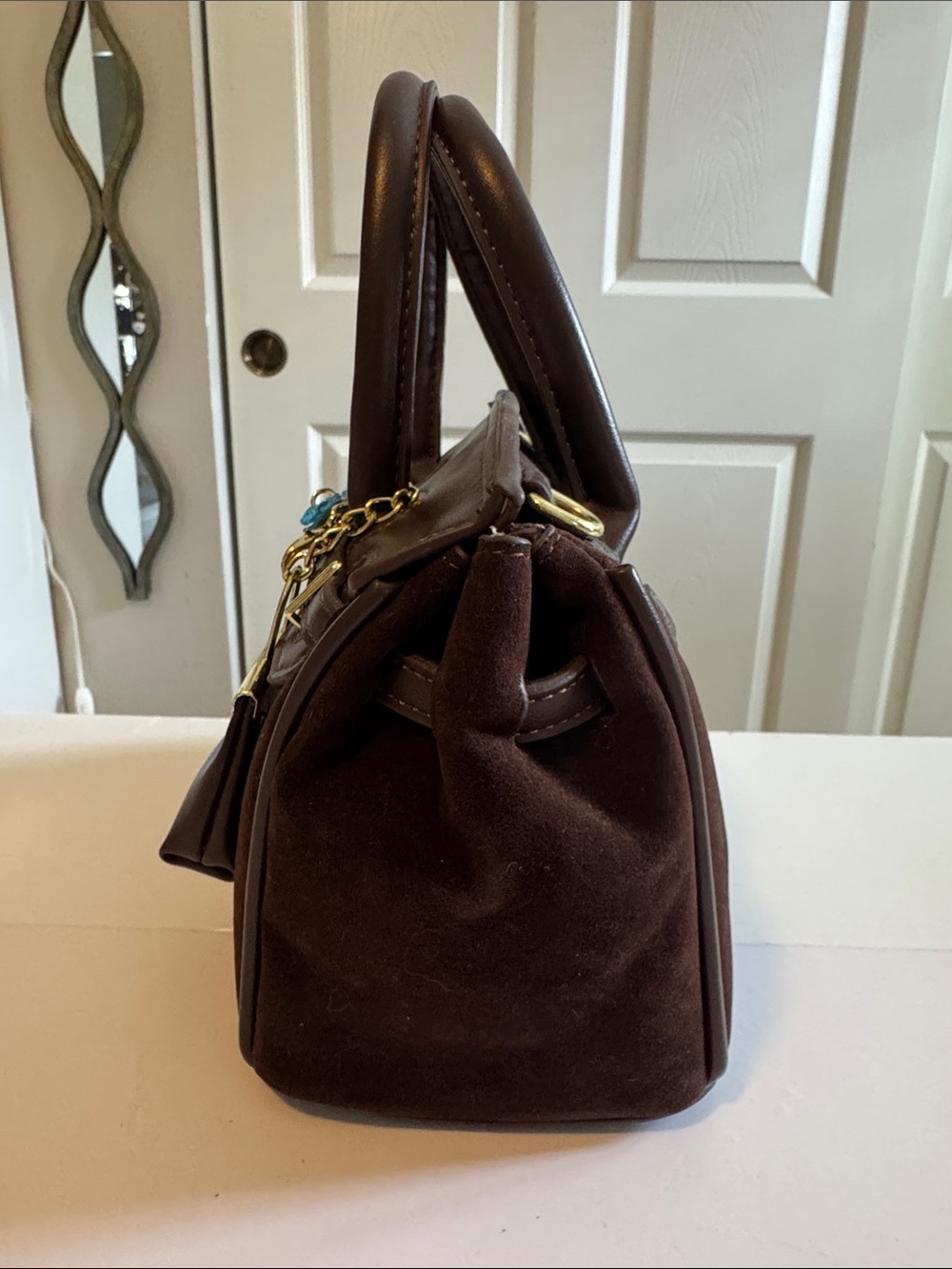 Vegan and Faux Suede Mini Satchel - Picture 2 of 5